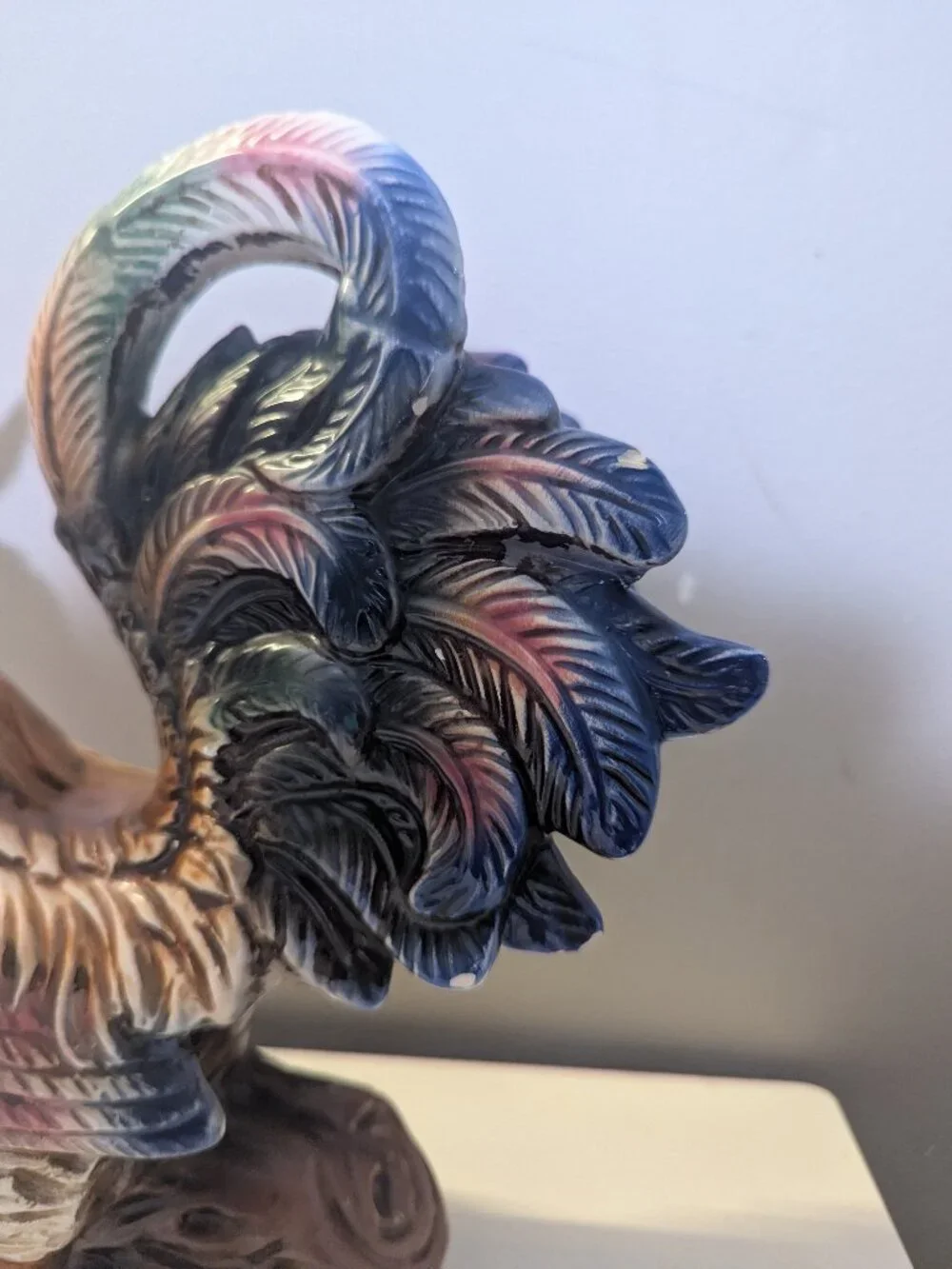 Vintage Mid-Century Italian Majolica Ceramic Rooster Figurine